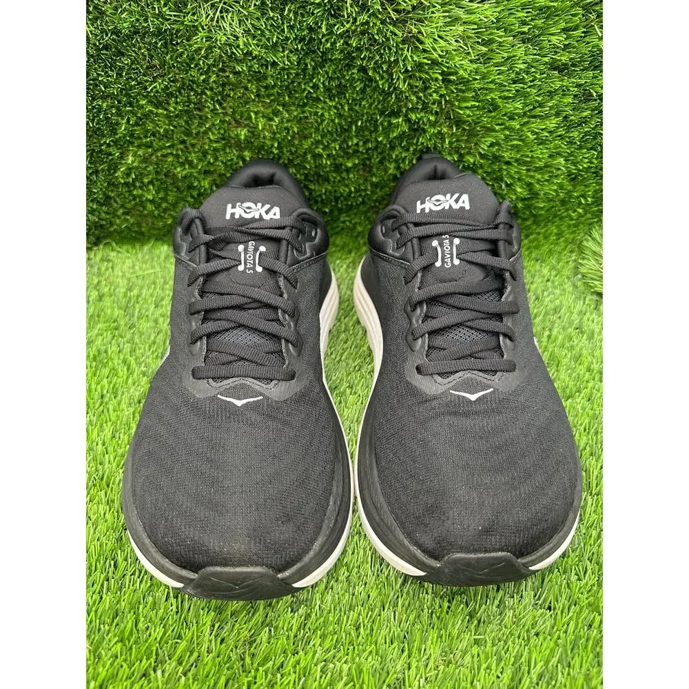 Hoka One One Gaviota 5 1134234-BWHT Athletic Sneaker Mens 8 Black Jacquard Gym